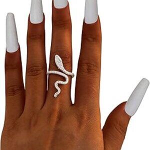 Neiman Marcus Silver Plated Rhinestone Snake Ring